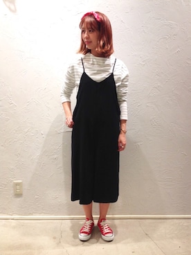 「アイテム（つなぎ/オールインワン）」を使った、nozomiさん（レディース・163cm）の冬コーディネート