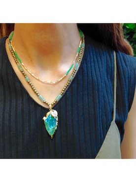 「アイテム（アクセサリー、グリーン系）」を使った、nozomiさん（レディース・163cm）の夏コーディネート