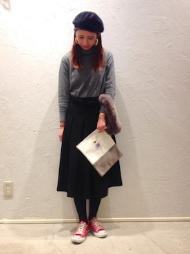 「Casselini（キャセリーニ）のアイテム（ハンチング/ベレー帽）」を使った、nozomiさん（レディース・163cm）の秋コーディネート