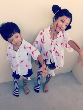「アイテム（Tシャツ/カットソー）」を使った、nico&umiさん（キッズ・130cm）の秋コーディネート