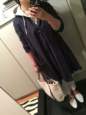「note et silence （ノートエシロンス）のアイテム（ステンカラーコート）」を使った、kakuuuuuniさん（レディース・160cm）の秋コーディネート