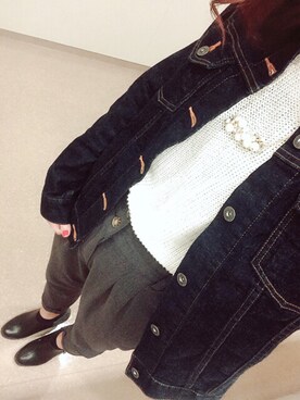 「学校」｜「アイテム（デニムジャケット）」を使った、saaaaakiさん（レディース・163cm）の秋コーディネート