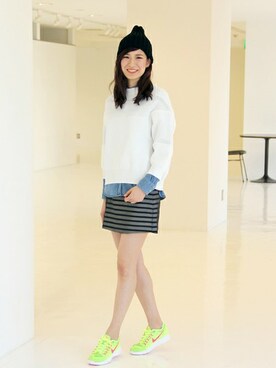 「ユナイテッドアローズ」｜「アイテム（ニットキャップ/ビーニー）」を使った、miuraayakaさん（レディース・169cm）の春コーディネート