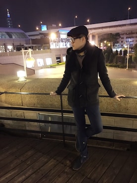 「ALDO（アルド）のアイテム（その他シューズ）」を使った、Changさん（メンズ・185cm）の冬コーディネート