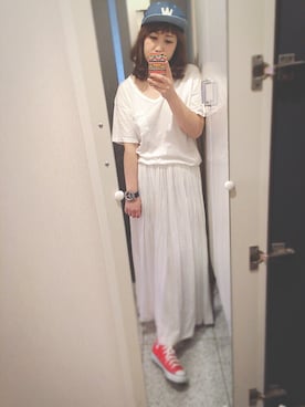 「RCWB（アールシーダブリュービー）のアイテム（帽子）」を使った、☻さん（レディース・166cm）の夏コーディネート