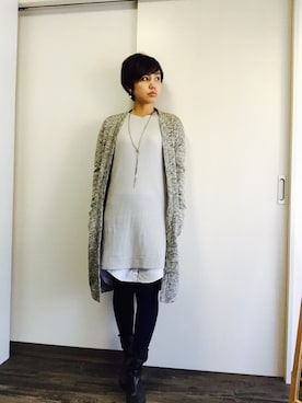 「Andemiu（アンデミュウ）のアイテム（ワンピース、グレー系）」を使った、Miku Kumagaiさん（レディース・158cm）の秋コーディネート