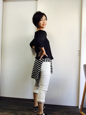 「UNIQLO（ユニクロ）のアイテム（シャツ/ブラウス、ブラック系）」を使った、Miku Kumagaiさん（レディース・158cm）の秋コーディネート