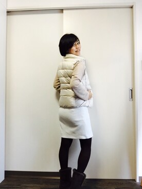 「ブラウンコーデ」｜「アイテム（ダウンベスト）」を使った、Miku Kumagaiさん（レディース・158cm）の秋コーディネート