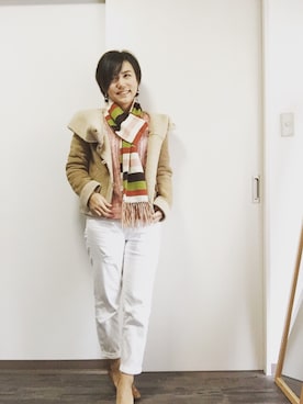 「MOUSSY（マウジー）のアイテム（マフラー、その他）」を使った、Miku Kumagaiさん（レディース・158cm）の秋コーディネート
