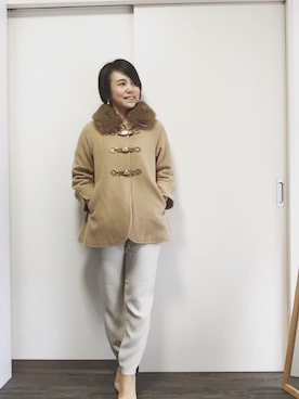 「Apuweiser-riche（アプワイザーリッシェ）のアイテム（その他アウター、ベージュ系）」を使った、Miku Kumagaiさん（レディース・158cm）の冬コーディネート