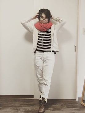 「UNIQLO（ユニクロ）のアイテム（Tシャツ/カットソー、ブラック系）」を使った、Miku Kumagaiさん（レディース・158cm）の冬コーディネート