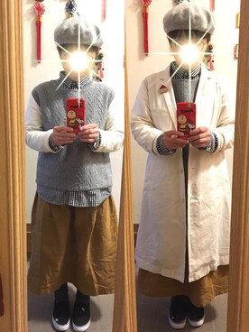「SM2（エスエムツー）のアイテム（チェスターコート）」を使った、まっきさん（レディース・148cm）の春コーディネート