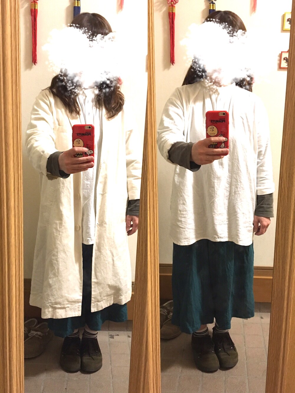「SM2のアイテム（チェスターコート、ホワイト系）」を使った、まっきさん（レディース・148cm）の春コーディネートの1枚目の写真
