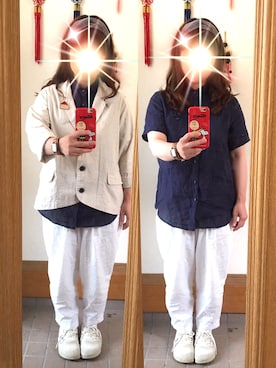 「shuca（シュカ）のアイテム（トップス）」を使った、まっきさん（レディース・148cm）の春コーディネート