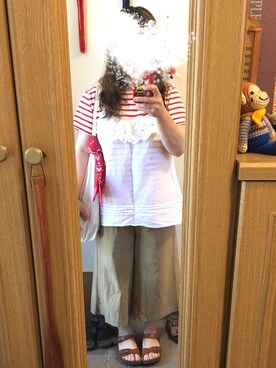 「shuca（シュカ）のアイテム（トップス）」を使った、まっきさん（レディース・148cm）の夏コーディネート