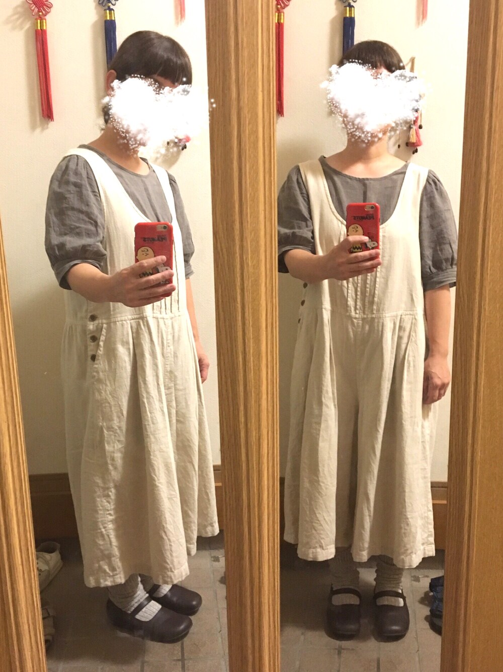 「今日のコーデ、SM2、無印良品」｜「DOLCEのアイテム（ワンピース、グレー系）」を使った、まっきさん（レディース・148cm）の秋コーディネートの1枚目の写真