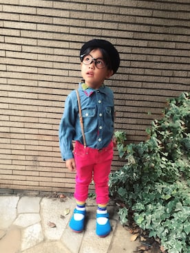 「One deux boo（ワンドゥーブー）のアイテム（レッグウェア）」を使った、maroooさん（キッズ・100cm）の秋コーディネート
