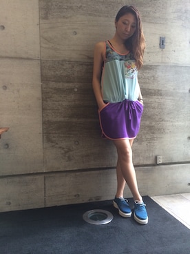 「MSGM（エムエスジーエム）のアイテム（チュニック）」を使った、lisolaさん（レディース・160cm）の夏コーディネート