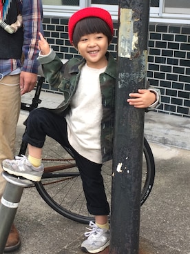 「babygap」｜「アイテム（ミリタリージャケット）」を使った、muu☺︎さん（キッズ・100cm）の秋コーディネート