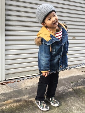 「babygap」｜「アイテム（ダウンジャケット/コート）」を使った、muu☺︎さん（キッズ・100cm）の冬コーディネート