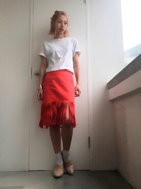 「red」｜「アイテム（ブーティ）」を使った、yukoyorkさん（レディース・153cm）の夏コーディネート