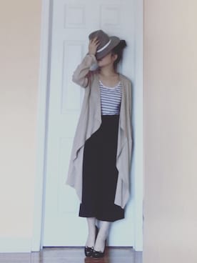 「MANGO（マンゴ）のアイテム（トレンチコート）」を使った、LuciaWangさん（レディース・160cm）の春コーディネート