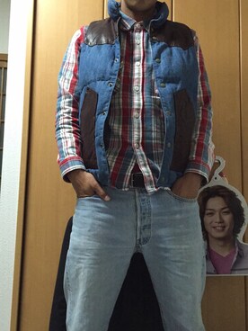 「OSHKOSH（オシュコシュ）のアイテム（ダウンベスト）」を使った、明日翔さん（メンズ・177cm）の冬コーディネート