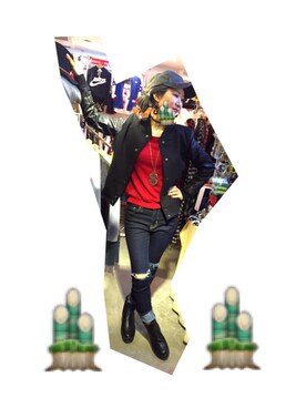 「メルトン」｜「アイテム（スタジャン）」を使った、sevensさん（レディース・155cm）の冬コーディネート