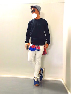 「OLD NAVY（オールドネイビー）のアイテム（帽子）」を使った、rikさん（メンズ・169cm）の春コーディネート