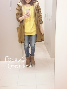 「アイテム（ミリタリージャケット、ブラウン系）」を使った、こちさん（レディース・150cm）の冬コーディネート