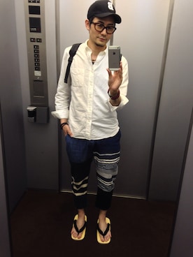 「A（エィス）のアイテム（パンツ）」を使った、H&Mさん（メンズ・176cm）の夏コーディネート