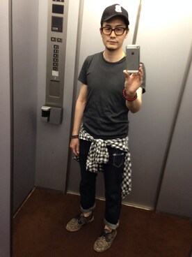 「JOURNAL STANDARD（ジャーナルスタンダード）のアイテム（シューズ）」を使った、H&Mさん（メンズ・176cm）の夏コーディネート