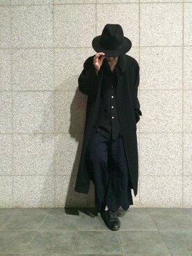 「Yohji Yamamoto（ヨウジヤマモト）のアイテム（ステンカラーコート）」を使った、kaAshiさん（メンズ・176cm）の秋コーディネート