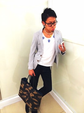 「JOURNAL STANDARD（ジャーナルスタンダード）のＴ/Ｗサーフニット2Bジャケット #（テーラードジャケット、グレー系）」を使った、KoheiImamuraさん（メンズ・165cm）の冬コーディネート