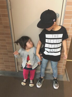 「H&M（エイチ・アンド・エム）のアイテム（その他パンツ）」を使った、k_sootaaa...さん（キッズ・120cm）の春コーディネート