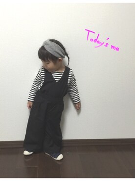 「GLOBAL WORK（グローバルワーク）のアイテム（オールインワン・サロペット）」を使った、k_sootaaa...さん（キッズ・90cm）の秋コーディネート