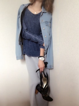 「CHEAP MONDAY（チープマンデイ）のTess jeans jacket（デニムジャケット、ブルー系）」を使った、daybreakさん（レディース・165cm）の秋コーディネート