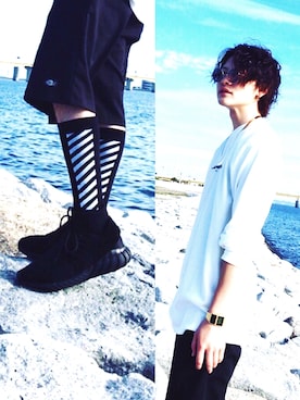 「ANDERSSON BELL（アンダースンベル）のアイテム（Tシャツ/カットソー）」を使った、You-Maさん（メンズ・171cm）の夏コーディネート