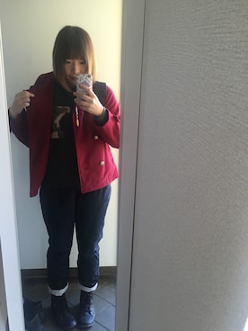 「archives（アルシーヴ）のアイテム（ピーコート）」を使った、えもさん（レディース・161cm）の秋コーディネート