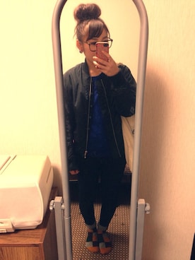 「WEGO（ウィゴー）のアイテム（ブルゾン）」を使った、naru*さん（レディース・158cm）の冬コーディネート