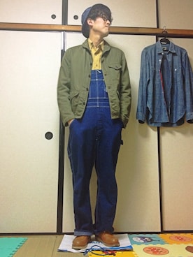 「アイテム（オールインワン・サロペット）」を使った、たつーみさん（メンズ・178cm・20代）の秋コーディネート