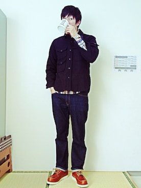 「アイテム（ミリタリージャケット）」を使った、たつーみさん（メンズ・178cm・20代）の冬コーディネート