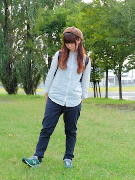 「PAR ICI」｜「アイテム（ハンチング/ベレー帽）」を使った、みぃさん（レディース・155cm）の夏コーディネート