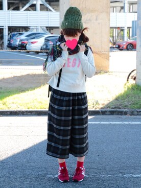 「aiko」｜「アイテム（ニットキャップ/ビーニー）」を使った、みぃさん（レディース・155cm）の秋コーディネート