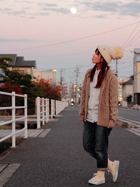「aiko」｜「アイテム（ニットキャップ/ビーニー）」を使った、みぃさん（レディース・155cm）の秋コーディネート