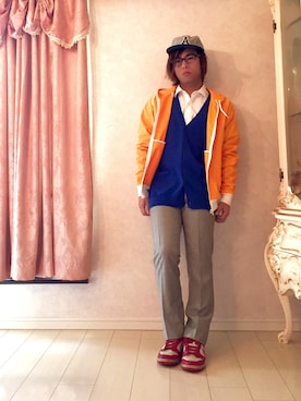 「Maison Kitsune（メゾンキツネ）のアイテム（その他アウター）」を使った、らくさん（メンズ・164cm）の秋コーディネート