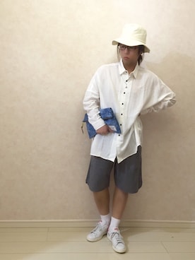 「SHIPS JET BLUE（シップスジェットブルー）のアイテム（クラッチバッグ）」を使った、らくさん（メンズ・164cm）の春コーディネート