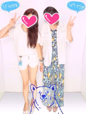 「ANAP（アナップ）のアイテム（つなぎ/オールインワン）」を使った、遥奏さん（レディース・160cm）の夏コーディネート
