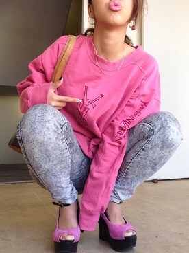 「Yves Saint Laurent（イヴサンローラン）のアイテム（スウェット）」を使った、MARINOさん（レディース・157cm）の秋コーディネート