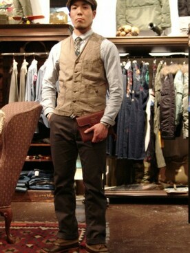 AVIREX(アヴィレックス）　メンズ　メランジ　ツイル　ワークベスト AVIREX(アヴィレックス） メンズ メランジ ツイル ワークベスト